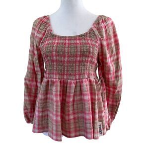 Tommy Hilfiger Women’s Long Sleeves Peplum Blouse Pink Size M NWT